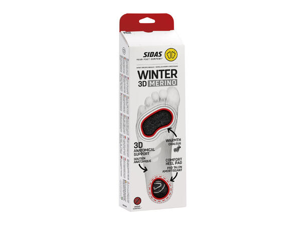 SIDAS 3D Winter Merino Sort XS Vinter såler 